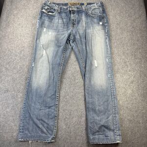 BKE Derek Jeans Mens 40x34 Blue Light Wash Relaxed Straight Denim Distressed